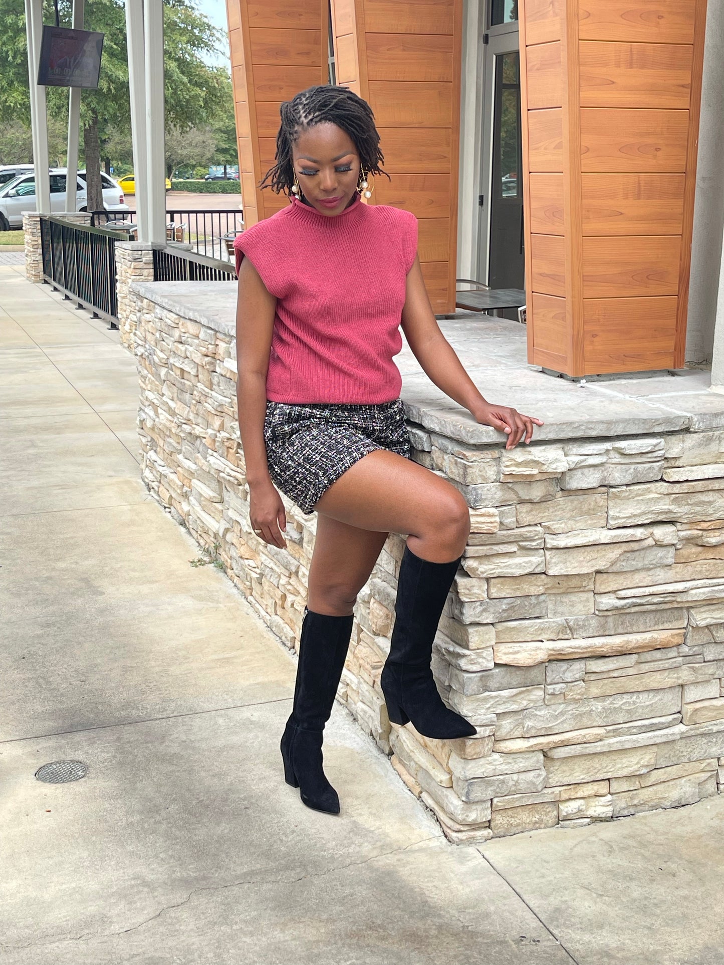 Mauve Sleeveless Padded Sweater