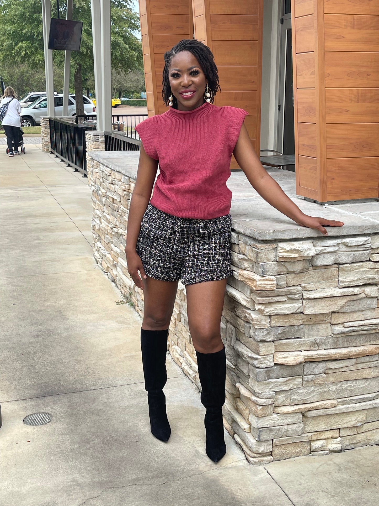Mauve Sleeveless Padded Sweater