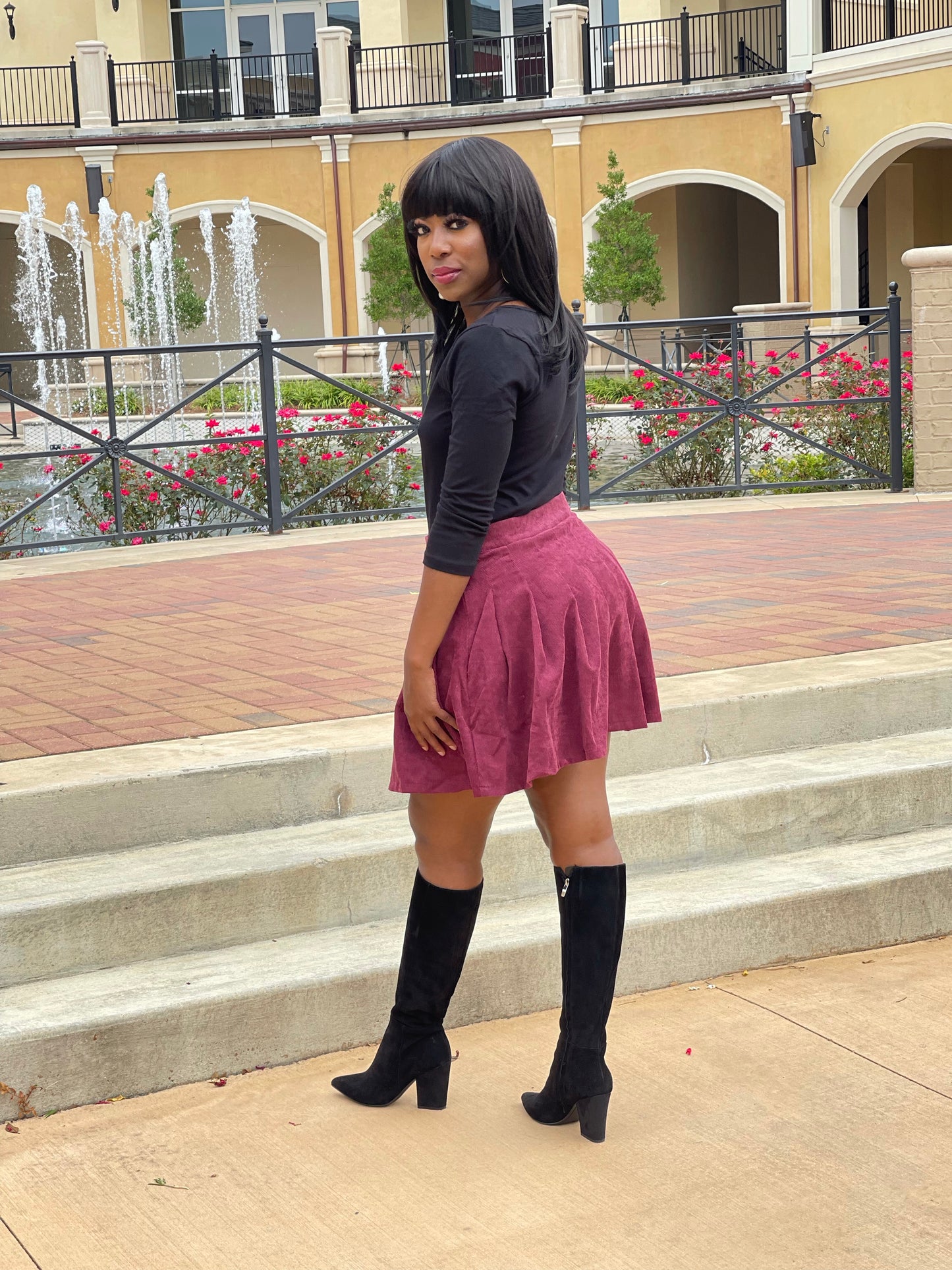 Burgundy Corduroy Skirt