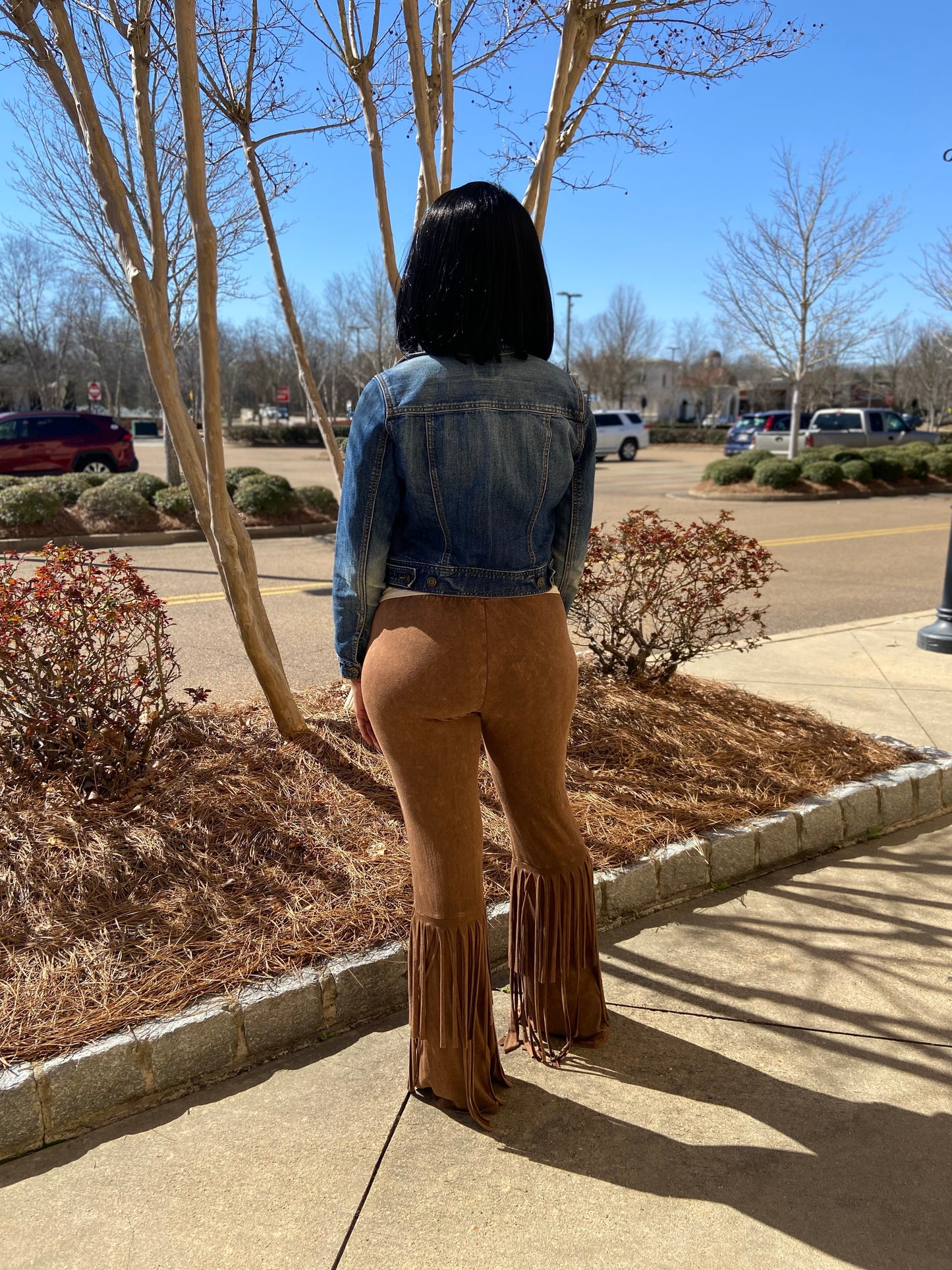 Brown Fringed Leggings