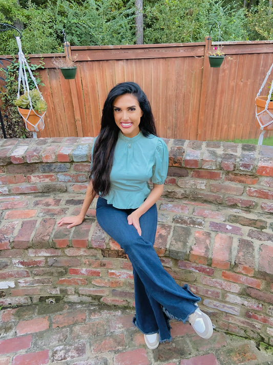 Flirty Teal Top
