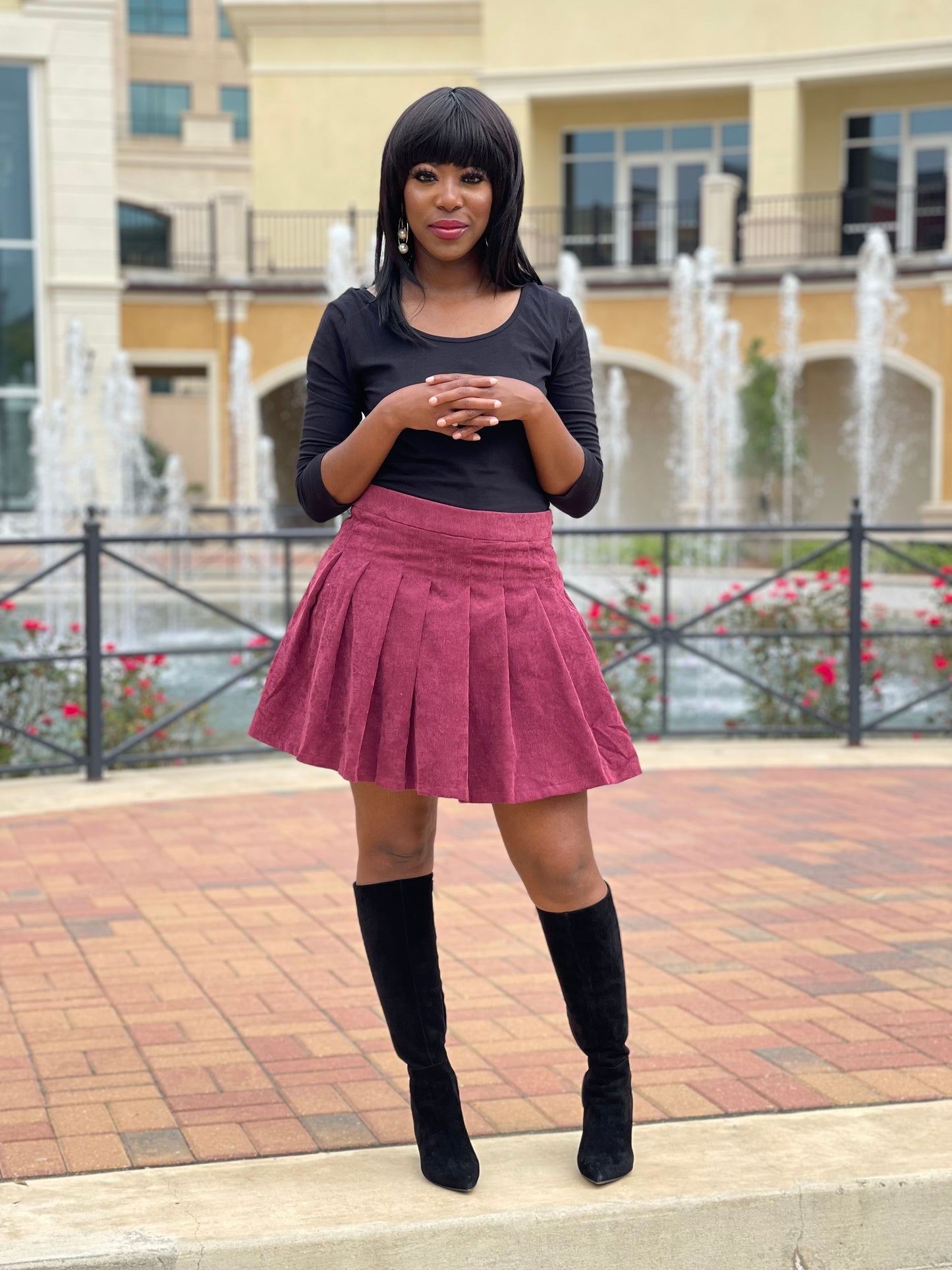 Burgundy Corduroy Skirt